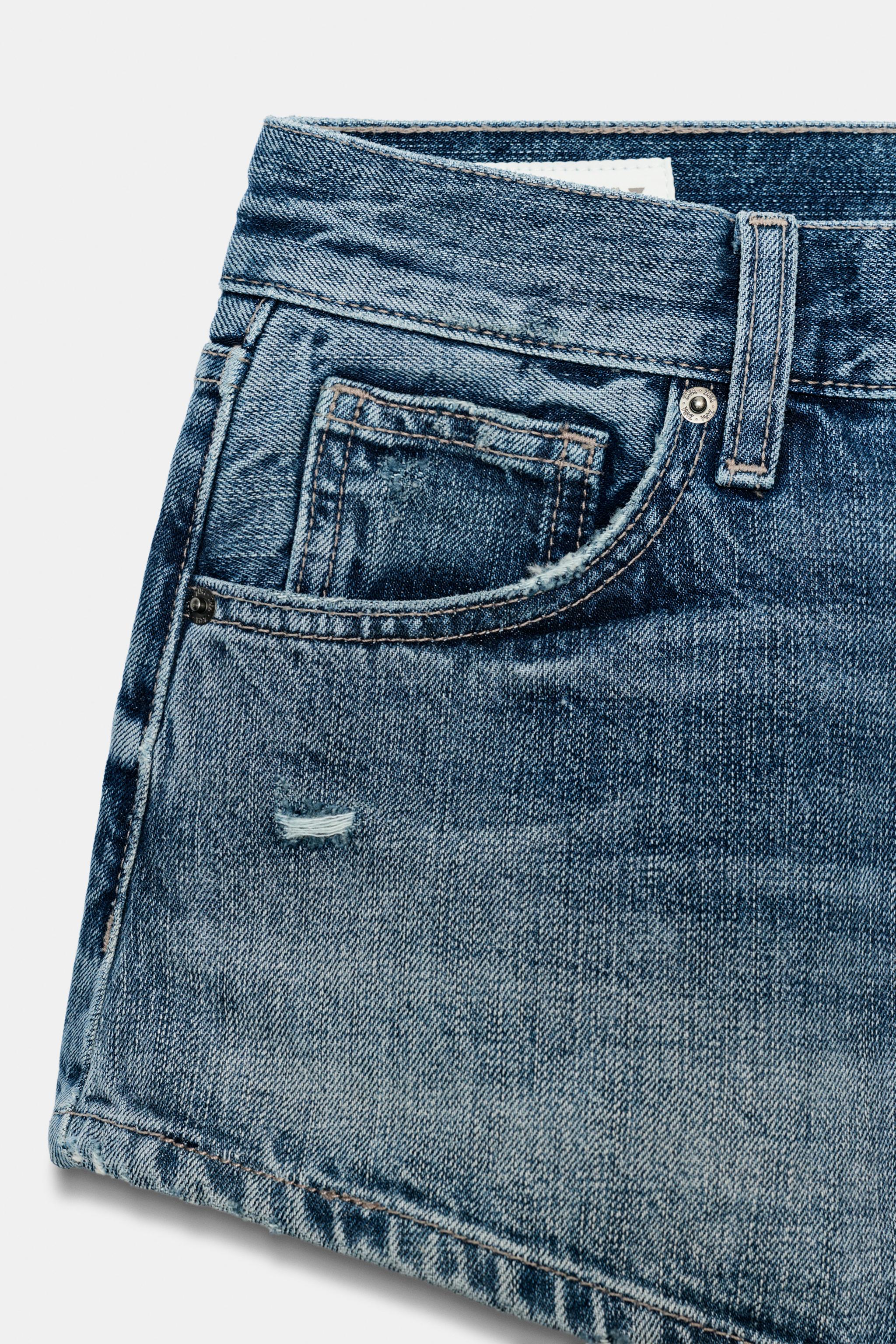 TRF CURVED HIGH-WAIST MINI DENIM SHORTS